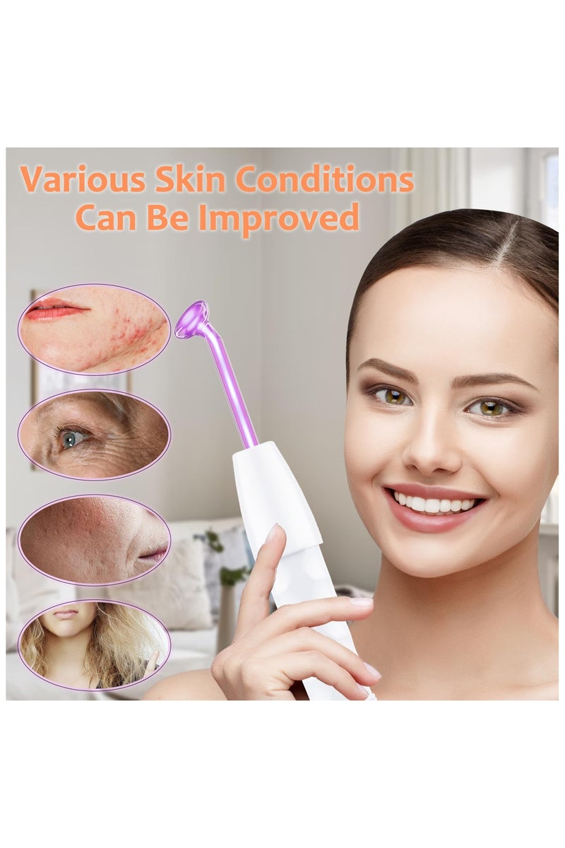 PANDA JOJO High Frequency Facial Wand - 4 in 1 Violet Portable Handheld High Frequency Facial Machine - at Home Face Skin Wand Device with 4 Pcs Purple Glass Tubes - Image 4