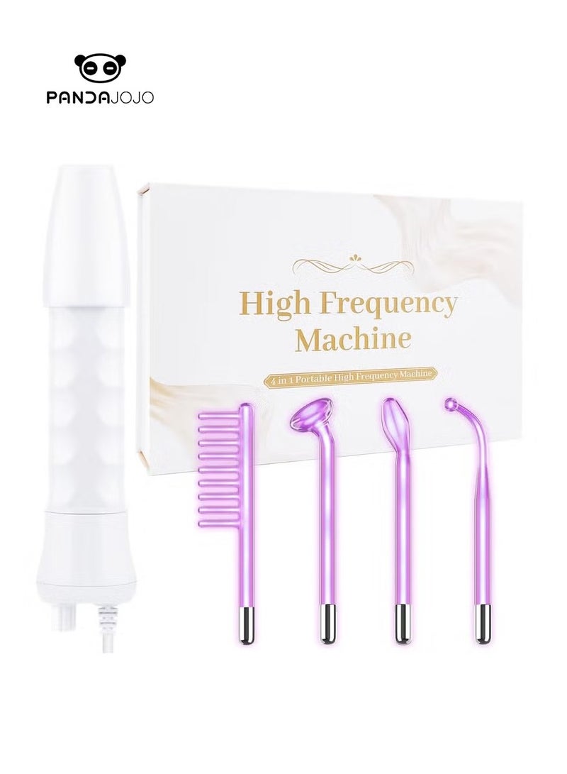 PANDA JOJO High Frequency Facial Wand - 4 in 1 Violet Portable Handheld High Frequency Facial Machine - at Home Face Skin Wand Device with 4 Pcs Purple Glass Tubes - Image 1