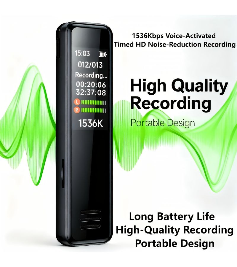 New Voice Recorder 8G Dual Mic Noise Reduction Long Distance Recording HD Screen - Image 3