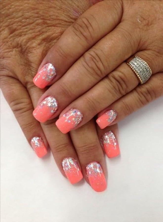 GODFLY Quick Fix For Festivals Nails Long Fake Nails Reusable Stick on Nails Acrylic Glitter Glue on Nails for Women Nail Decorations(12 Pcs / 1 Box) (Multi Colour & Design)(1 PACK) - Image 5