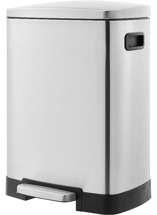 Basics rectangular pedal recycling bin with 2 compartments and soft-close lid, 25L & 15L  - Image 1