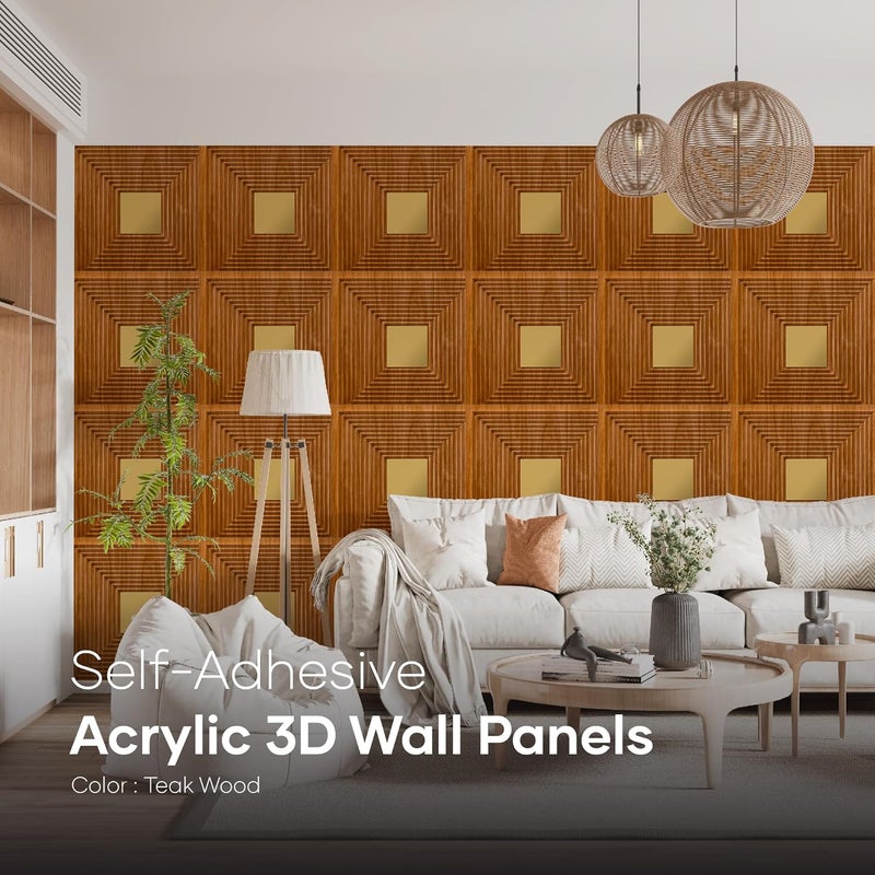 ELEVATE INTERIOR لوحات حائط مرآة أكريليك ثلاثية الأبعاد ملصقة | عناصر ديكور منزلية لوحدة التلفاز، غرفة المعيشة، المطعم | عبوة من 12 قطعة تغطي مساحة 32.4 قدم مربع. - Image 4