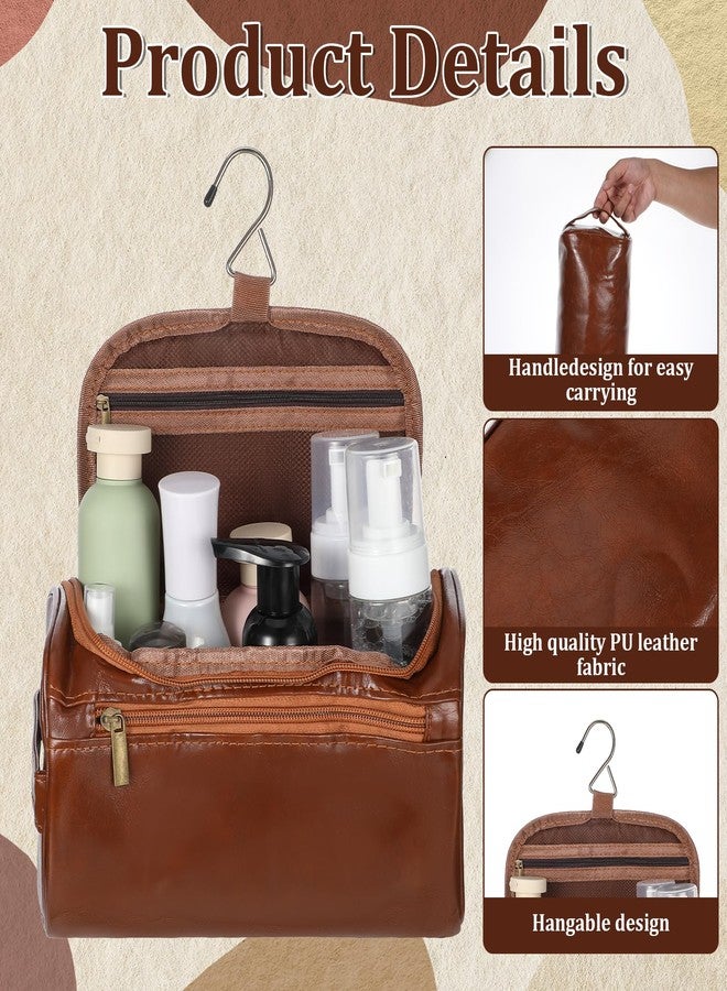 Xosjska 6 Pcs Toiletry Bag for Men Set of 6 Leather Toiletry-Bag for Men with Hook Premium Waterproof Dopp Kit Groomsmen Toiletry Bags PU leather cosmetic bags for Travel Essentials Gifts - Image 3