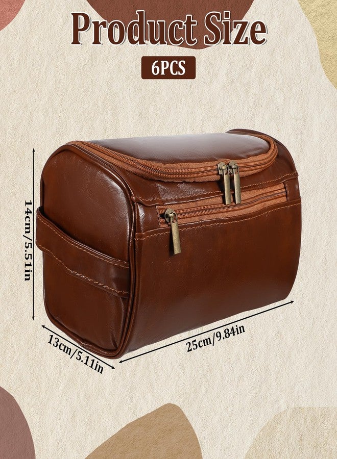 Xosjska 6 Pcs Toiletry Bag for Men Set of 6 Leather Toiletry-Bag for Men with Hook Premium Waterproof Dopp Kit Groomsmen Toiletry Bags PU leather cosmetic bags for Travel Essentials Gifts - Image 2