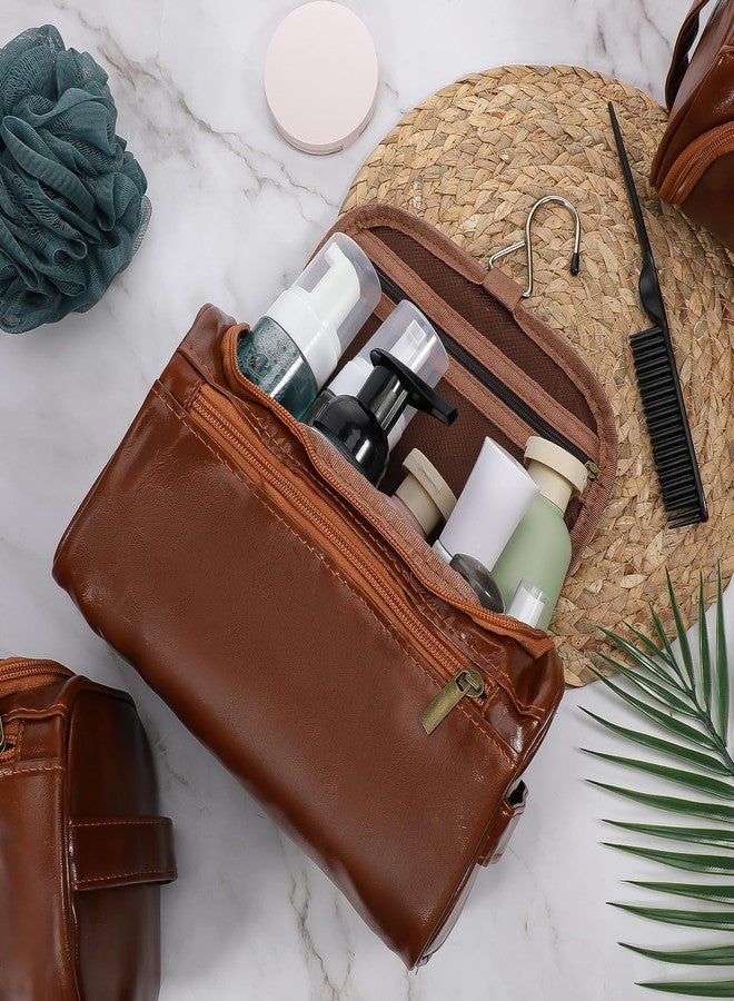 Xosjska 6 Pcs Toiletry Bag for Men Set of 6 Leather Toiletry-Bag for Men with Hook Premium Waterproof Dopp Kit Groomsmen Toiletry Bags PU leather cosmetic bags for Travel Essentials Gifts - Image 4