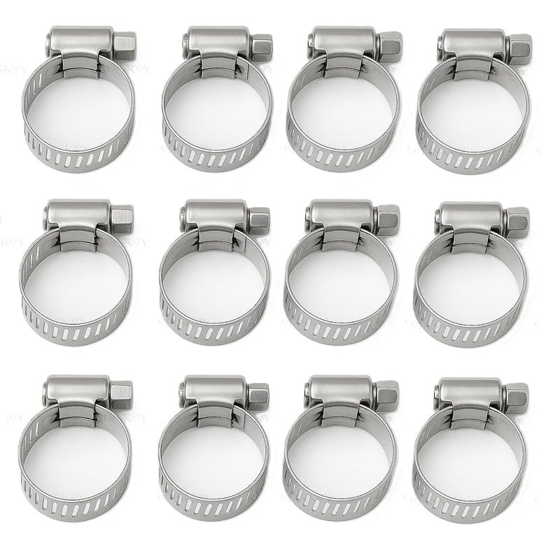 Episkey ® Stainless Steel Hose Clamps | Adjustable Worm Drive Pipe Clips 13–19mm | Leak-Proof Gas Stove & Plumbing | Safety Clips PACK OF 12 [12_CLMP] - Image 1