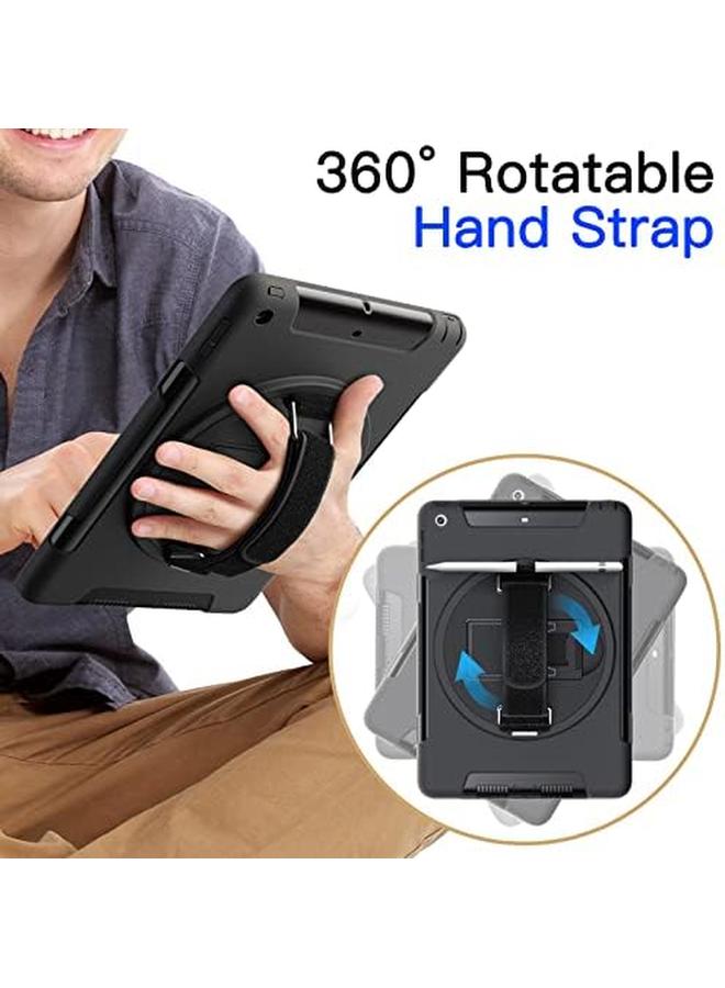 جي تيك حافظة لجهاز ايباد 9.7 انش (الجيل السادس والخامس موديل 2018 2017) مع واقي شاشة مدمج واقٍ مقاوم للصدمات وحامل حزام يد دوار 360 درجة (اسود) - Image 4