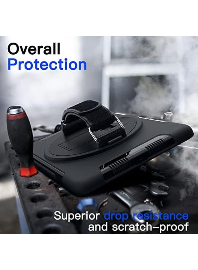 جي تيك حافظة لجهاز ايباد 9.7 انش (الجيل السادس والخامس موديل 2018 2017) مع واقي شاشة مدمج واقٍ مقاوم للصدمات وحامل حزام يد دوار 360 درجة (اسود) - Image 3