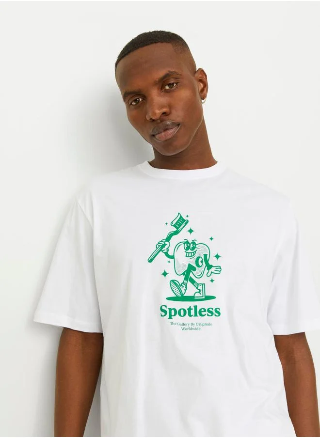 JACK & JONES Printed Crew Neck Combed Jersey T-Shirt