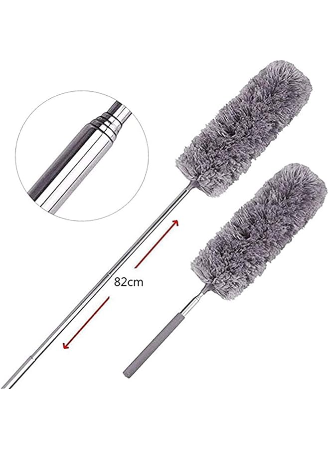 erorex 2Pcs Creative Stretch Extend Microfiber Dust Shan Adjustable Feather Duster Household Dusting Brush Cars Cleaning Gray Color - Image 2
