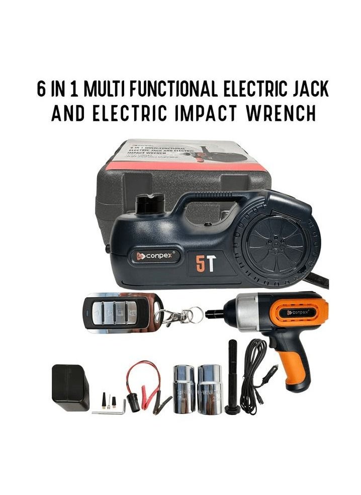 Conpex - Electric Jack l5 Ton, 6 in 1 Multi-Functional  Jack And Electric Impact Wrench, Inbuilt Air Compressor Remote Torch Tire Change Kit CONPEX - Image 1