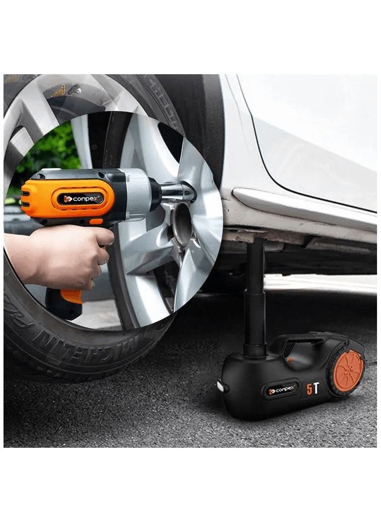 Conpex - Electric Jack l5 Ton, 6 in 1 Multi-Functional  Jack And Electric Impact Wrench, Inbuilt Air Compressor Remote Torch Tire Change Kit CONPEX - Image 1