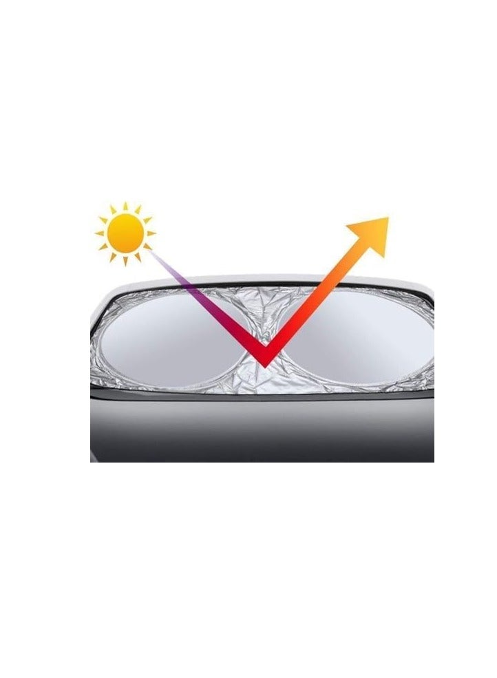 RYN Car Windshield Sun Shade, Foldable Reflector Sunshade Offers Ultimate Protection for Car Interior, Cool Reflective Sun Blocker, UV Rays and Heat Sun Visor Protector, Medium (79*150cm) - Image 2