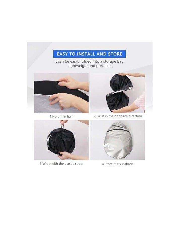 RYN Car Windshield Sun Shade, Foldable Reflector Sunshade Offers Ultimate Protection for Car Interior, Cool Reflective Sun Blocker, UV Rays and Heat Sun Visor Protector, Medium (79*150cm) - Image 4