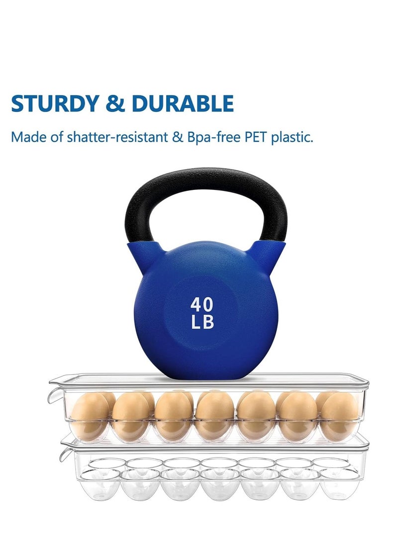 Toshionics - Fridge Egg Tray BPA Free PET Stackable Egg Storage Container with Lid 14 Slot Fridge Organizer Tray Shatterproof Hand Washable Versatile for Eggs And Strawberries Space Maximizer - Image 1