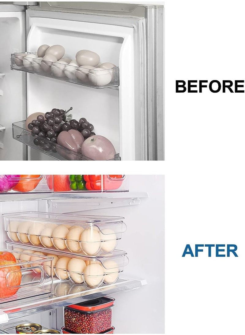 Toshionics - Fridge Egg Tray BPA Free PET Stackable Egg Storage Container with Lid 14 Slot Fridge Organizer Tray Shatterproof Hand Washable Versatile for Eggs And Strawberries Space Maximizer - Image 1