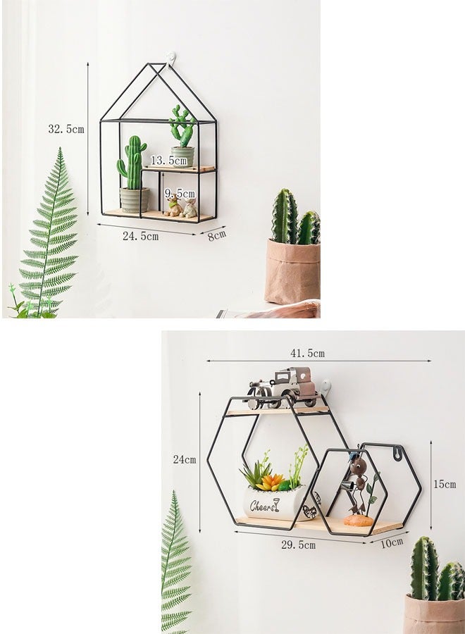 ZCM-HAPPY 4-piece creative wall-mounted storage rack, shelf, ornaments, suitable for living room, bedroom, bathroom, kitchen - Image 3