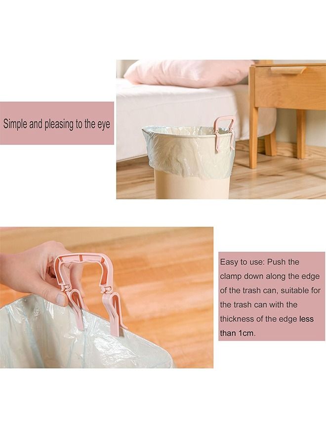 6 Pcs Garbage Bin Clip Clasp with Handle, Plastic Anti Slip Fixation Clip Holder, Trash Bag Clip Garbage Bin Clamp (Beige+Green+Pink) - Image 4