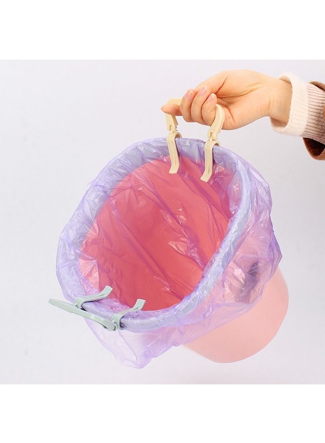 6 Pcs Garbage Bin Clip Clasp with Handle, Plastic Anti Slip Fixation Clip Holder, Trash Bag Clip Garbage Bin Clamp (Beige+Green+Pink) - Image 5