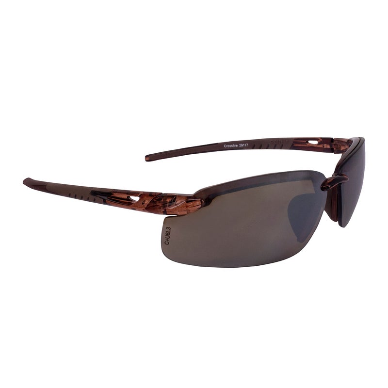 CROSSFIRE29117 Crossfire Brown Safety Glasses ScratchResistant Frameless