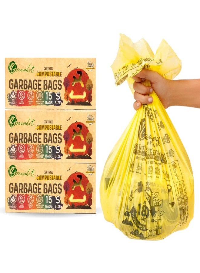 GREENDOT BIOPAK Garbage Bags For Dustbins, Small Size 45 Bags(3 Rolls), 17x19 Inches, Biodegradable & Compostable Within 180 Days, Eco-Friendly Trash Bags For Wet & Dry Waste, Leak Proof &Thick - Image 1
