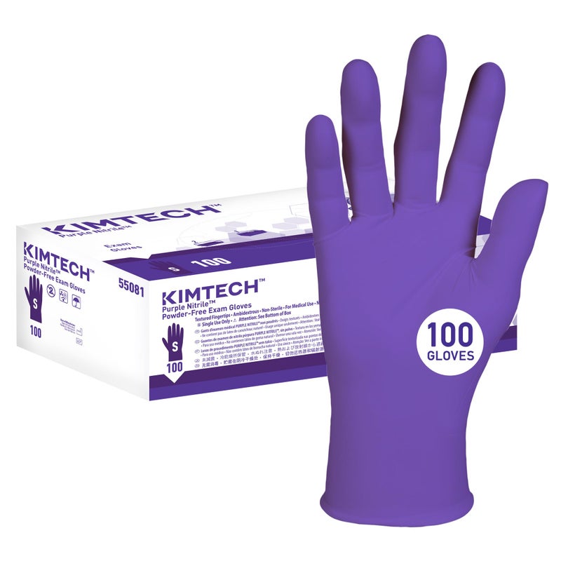 Ansell Kimtechâ„¢ Purple Nitrileâ„¢ Exam Gloves (55081), 5.9 Mil, Ambidextrous, 9.5â€, Small, 100 Nitrile Gloves/Box - Image 1