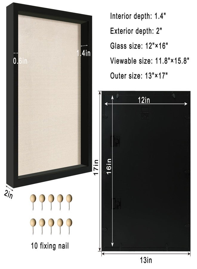 CCDCC 12x16 Large Shadow Box Picture Frame Display Case with Soft Linen Back, Black Wooden Memory Shadow Box Frame with Tempered Glass Cover for Wall Display - Image 5