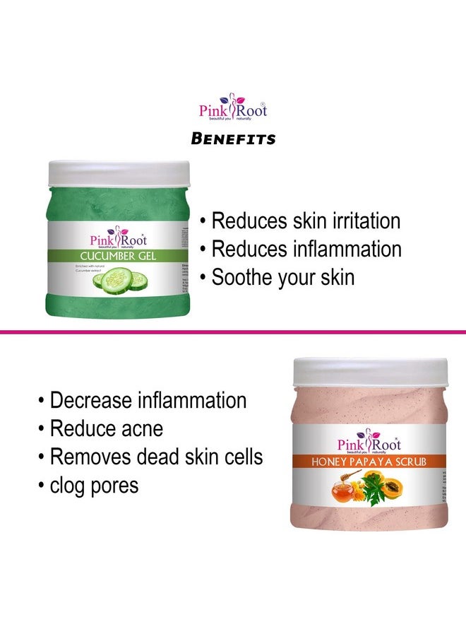 Pink Root Pink Root Cucumber Gel 500ML with Honey Papaya Scrub 500ml  - Image 5