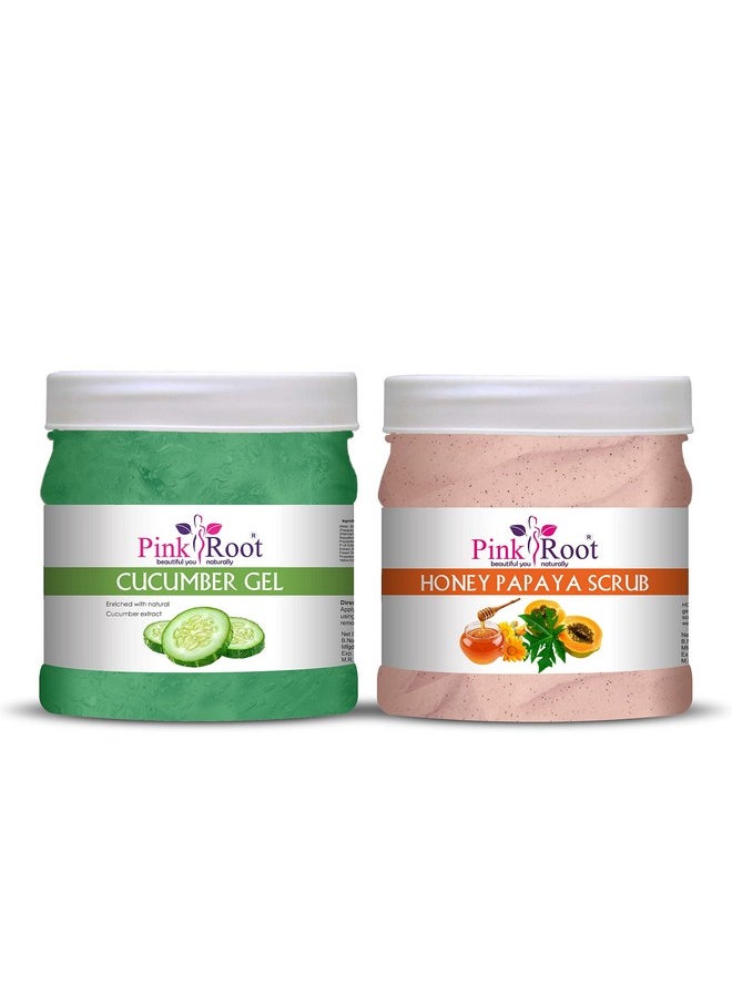 Pink Root Pink Root Cucumber Gel 500ML with Honey Papaya Scrub 500ml  - Image 1