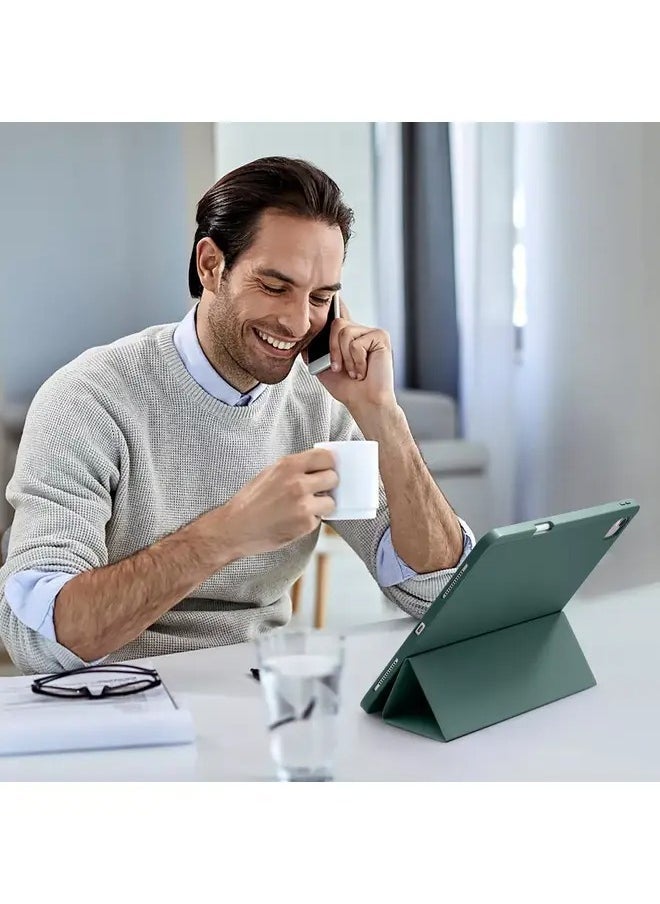 vesus Stylish Pine Green Slim Trifold Stand Case for iPad Air 13" M2 (2024) & iPad Pro 12.9" (6th/5th/4th Gen) â€“ Includes Pencil Holder & Soft TPU - Image 3