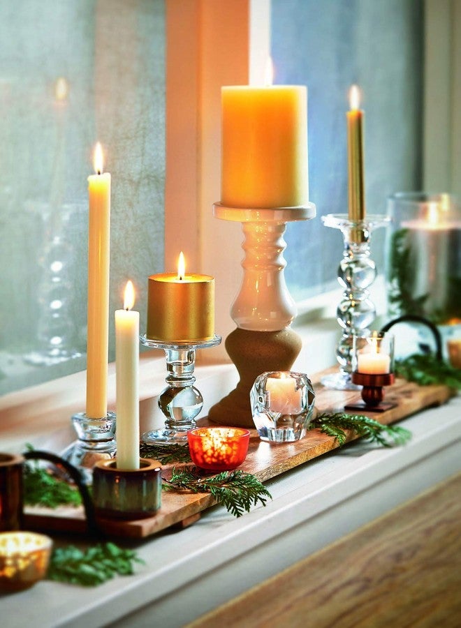 tag Gold Metallic Pillar Paraffin Wax Candle 3X3 Unscented Drip-Free Long Burning 30 Hours for Home Decor Wedding Parties 3x3 Gold - Image 4
