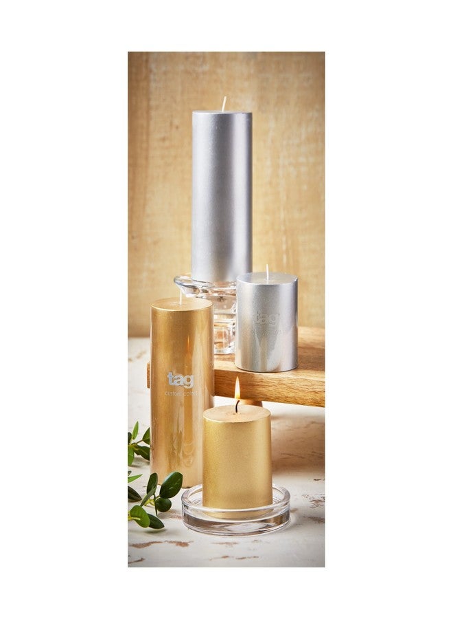 tag Gold Metallic Pillar Paraffin Wax Candle 3X3 Unscented Drip-Free Long Burning 30 Hours for Home Decor Wedding Parties 3x3 Gold - Image 5