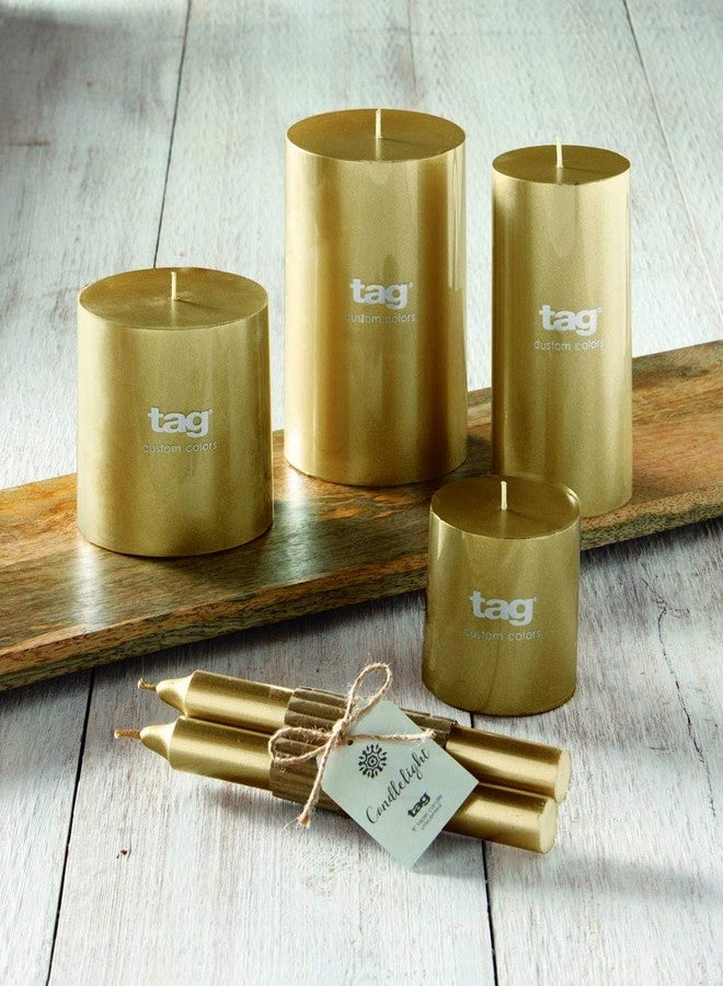tag Gold Metallic Pillar Paraffin Wax Candle 3X3 Unscented Drip-Free Long Burning 30 Hours for Home Decor Wedding Parties 3x3 Gold - Image 3