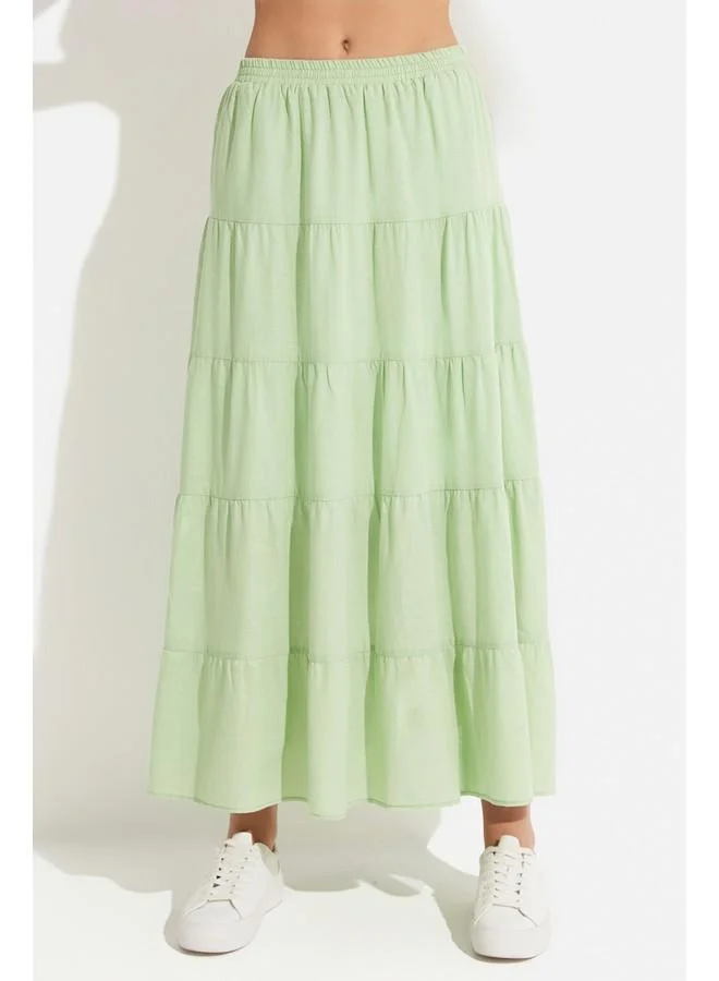 JUNE June Women Cotton Gathered Detailed Maxi Skirt Mint
