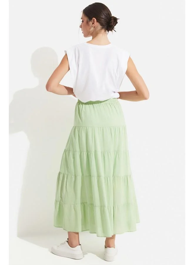 JUNE June Women Cotton Gathered Detailed Maxi Skirt Mint
