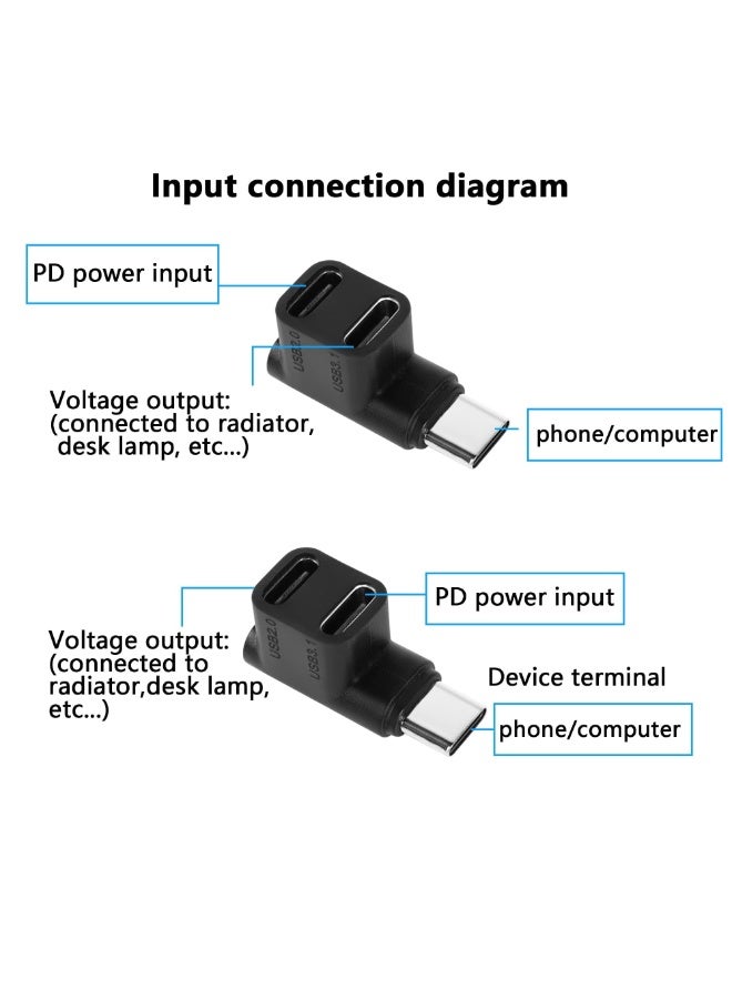 fantasize USB C Adapter, Type-C to 2 USB 3.1 USB C PD100W Charging Connector, 90 Degree Male to Dual USB-C Female Adapter for Smartphone Laptop Tablet Steam Deck - Image 4