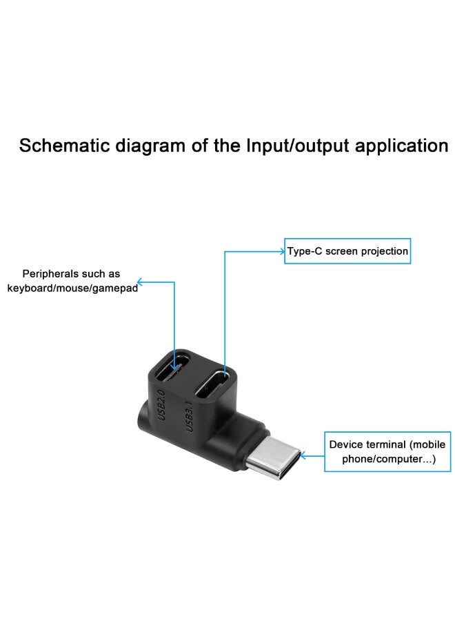 fantasize USB C Adapter, Type-C to 2 USB 3.1 USB C PD100W Charging Connector, 90 Degree Male to Dual USB-C Female Adapter for Smartphone Laptop Tablet Steam Deck - Image 3