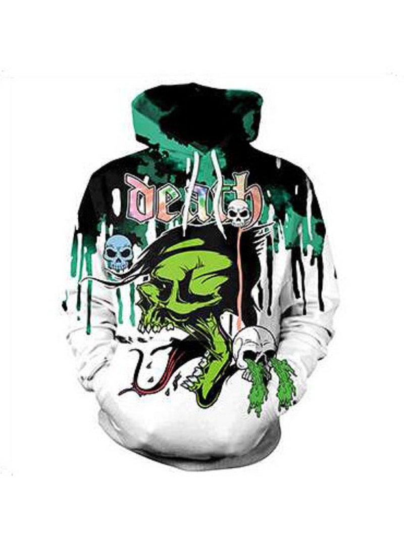 Loquat Skull Head Loose Fit Digital Printed Hoodie - Image 1