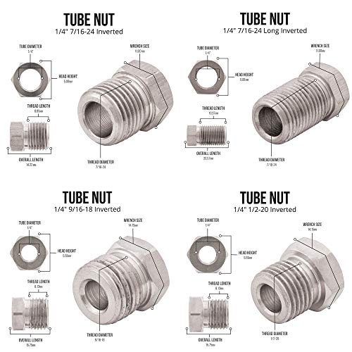 4LIFETIMELINES 25 ft 1/4 Stainless Steel Brake Line Replacement Tubing Coil and Fitting Kit, 16 Fittings Included, Inverted Flare, SAE Thread, 0.028 inch wall thickness - Image 4