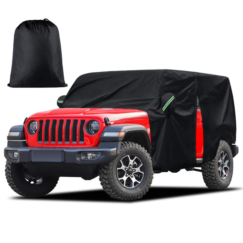Cab Cover for Jeep Wrangler JK JL 4 Door 20072025 Top Off Jeep Wrangler Covers 4 Door Waterproof with Driver Door Zipper Windproof Straps All Weather Snow Rain UV Protection
