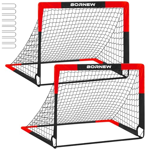 BORNEW 2 Pack Soccer Goal Backyard Indoor Soccer Goals for Kids 4X3 ft Portable Pop Up Soccer Nets Set for Youth Adult and Outdoor Games and Soccer Training Equipment Ages 316 Year Gift - Image 1