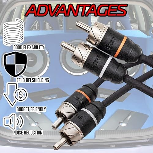 Elite Audio Premium Series 15ft. 6-Channel Car Audio RCA Cable – Double Shielded, Oxygen Free Copper, Noise Reducing Audio Cable for Amplifiers, Subwoofers, Speakers, and Processors – PRM615 - Image 4