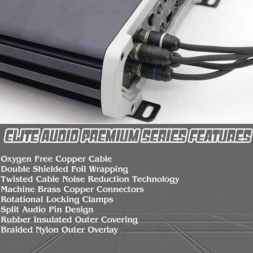 Elite Audio Premium Series 15ft. 6-Channel Car Audio RCA Cable – Double Shielded, Oxygen Free Copper, Noise Reducing Audio Cable for Amplifiers, Subwoofers, Speakers, and Processors – PRM615 - Image 2