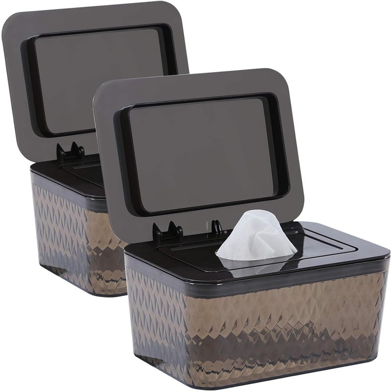 HSWT 2 Pack Wipes Dispenser Seal-Designed Wipe Dispenser Holder Wipes Case Box for Bathroom Keep Wipes Fresh, Dust-Proof & Non-Slip - Image 1