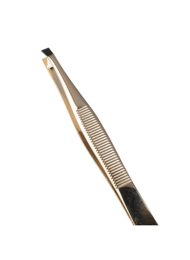 FOLELLO Slant Tip Tweezer Plucker for Eyebrows, Upper Lips & Small hairs (Golden), Precision Tweezers for Home and Professional Use, Unisex Hair Plucker, Tweezers for Women Facial Hair - Image 1