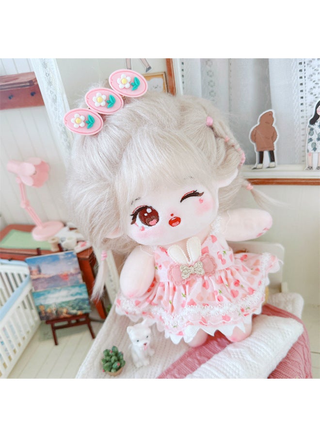 20cm Non-attribute Star Doll Humanoid Doll Plush Toy Gentle Internet Celebrity Cute Cotton Doll Nude Doll-Specifications:No Skeleton 20cm-Color:Warm Bunny Garden Two-Piece Set