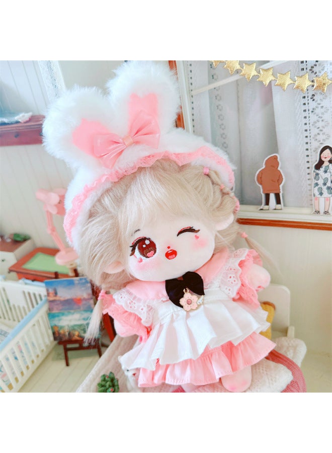 20cm Non-attribute Star Doll Humanoid Doll Plush Toy Gentle Internet Celebrity Cute Cotton Doll Nude Doll-Specifications:No Skeleton 20cm-Color:Warm Bunny Garden Two-Piece Set