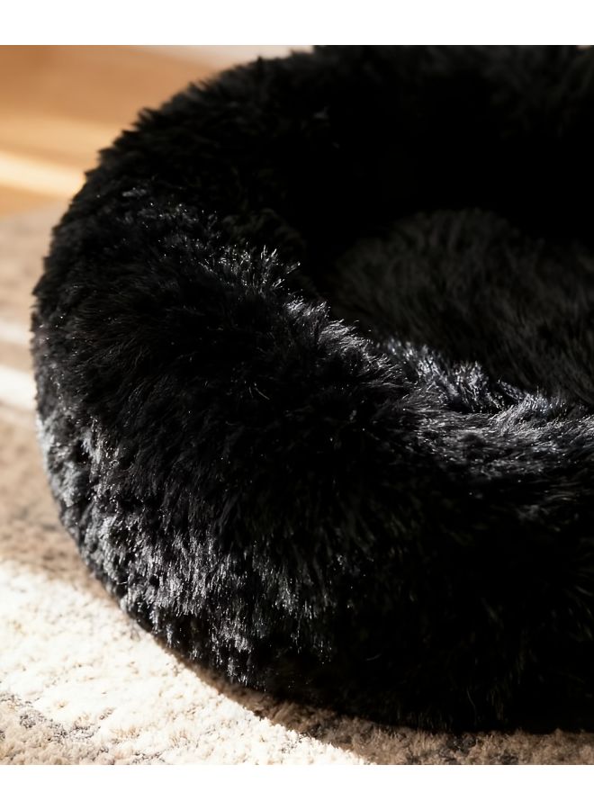 سرير قطط رمادي ناعم من الفرو، سرير مريح ودائري للقطط والكلاب الصغيرة - Image 4