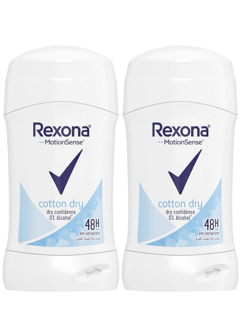 Rexona PacK Of 2 Rexona Cotton Dry Deodorant 40ml - Image 1