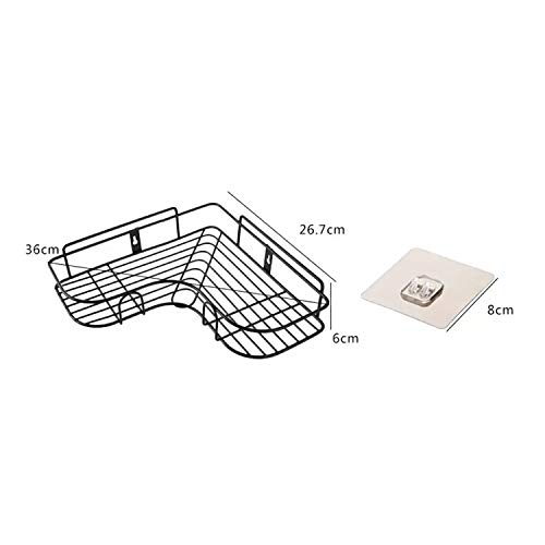VDHJA SelfAdhesive Metal Bathroom Corner Rack Storage Shelves Bathroom Storage Rack Corner Steel Bathroom Corner Shelf Organizer Storage Bathroom ShelfShelves CornerShiny Black - Image 3